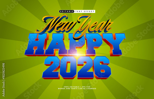 new year happy 2026 new year editable text effect