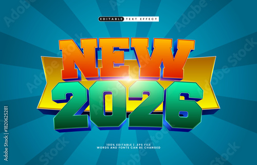 new 2026 new year editable text effect