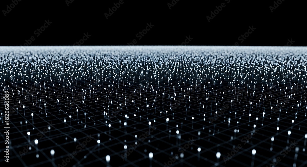 Fototapeta premium Abstract digital network grid with glowing data points representing technology and connection