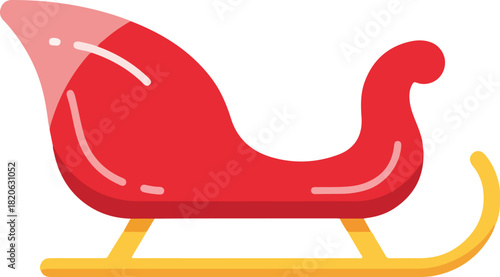 Festive Sleigh: A vibrant red sleigh with a touch of gold, ready to glide through the snowy expanse, heralding the arrival of joyous celebrations. 