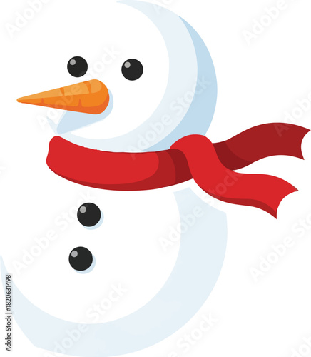 Winter's Embrace: A Charming Snowman in Festive Attire, evoking the warmth and cheer of the winter season, complete with a carrot nose and a playful red scarf.