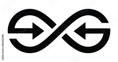 Vector illustration of infinity symbol with arrows, white