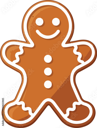 Gingerbread Man Illustration: A charming gingerbread man with a joyful expression, perfect for seasonal designs. Capturing the fun of baking, holidays and festive cheer