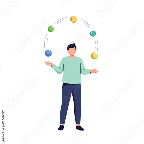 Dynamic professional juggling priorities with ease and vibrant energy