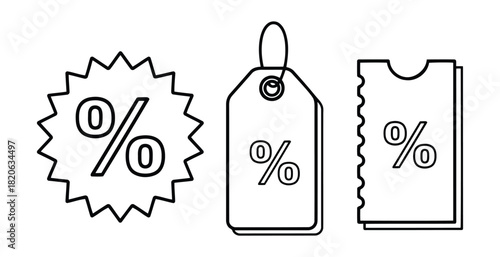 Vector illustration of discount percentage tags white
