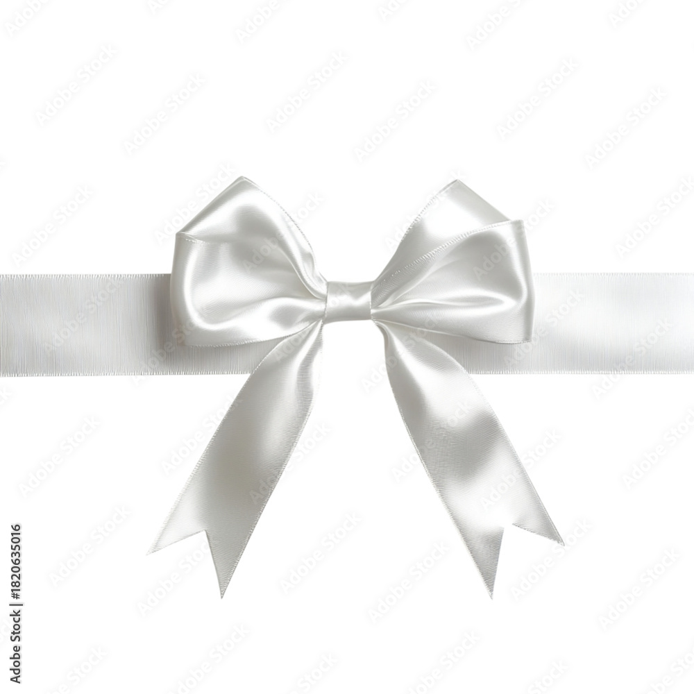 Naklejka premium Elegant white satin ribbon bow on a transparent background