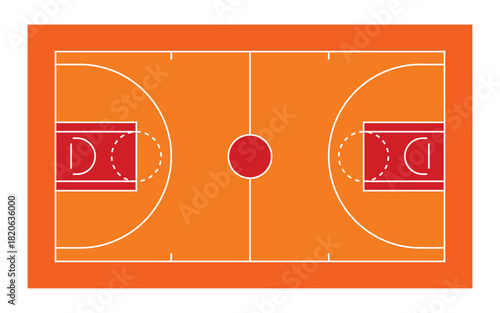 Basketball Court Layout – Vector Sport Field Background with Markings and Parquet Floor
