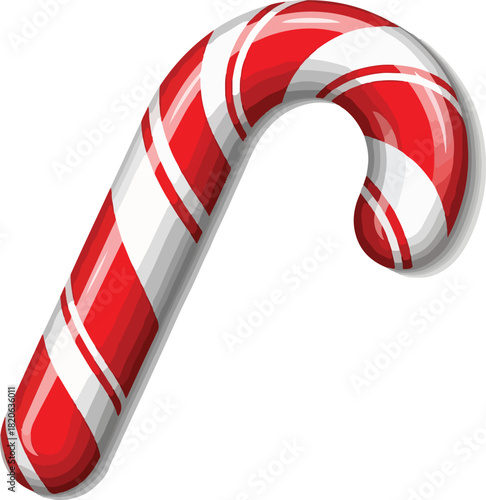 Candy Cane Delight: A vibrant candy cane, adorned with classic red and white stripes, stands as a sweet symbol of holiday cheer and festive treats.