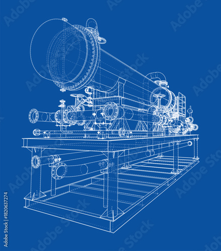 Industrial Equipment Blueprint. Vector