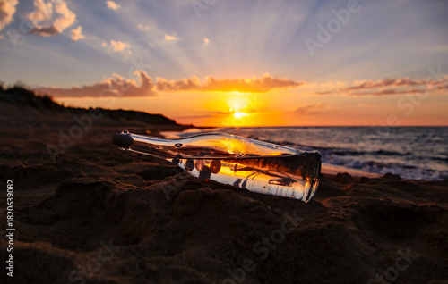 Fototapeta Naklejka Na Ścianę i Meble -  Golden Hours in the Istanbul Black Sea Beach, Sunset Reflections Time in the Şile Beach Photo, Sile Istanbul, Türkiye (Turkey)
