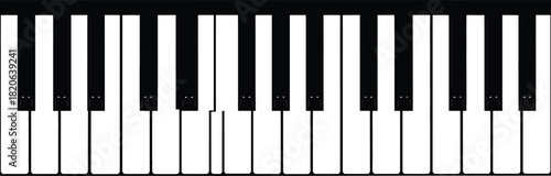 Closeup view of a classic piano keyboard with black and white keys, showcasing the musical instruments design and arrangement for playing music