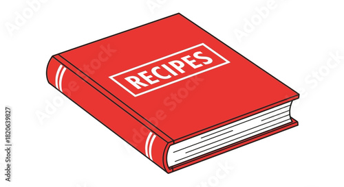 Classic red recipe book closed on a white background, ready for culinary inspiration.