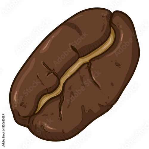 Vector Single Coffee Bean Cartoon Illustration