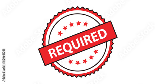 A red and white circular stamp with the word REQUIRED diagonally across it.