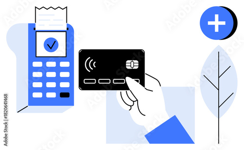 Contactless payment. Contactless card usage for fast transactions and POS terminal for secure payments. Contactless innovation in finance, retail, technology, sustainability, e-commerce