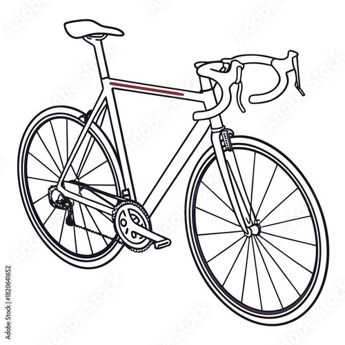 Detailed Line Art Illustration of a Road Bike.