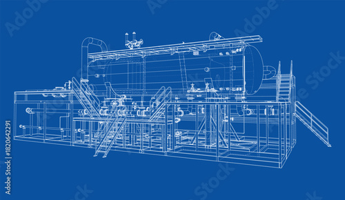 Industrial Machinery Blueprint. Vector