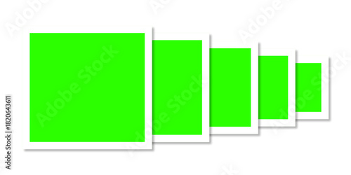 Five Green Screen Photo Frames Template with Perspective Effect for Video Editing