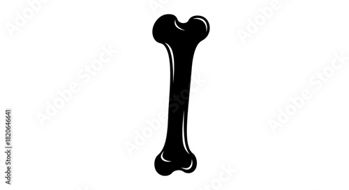A black bone illustration isolated on a white background, showcasing its anatomical structure.