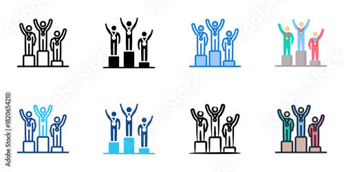 Podium icon set multiple style collection 
