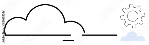 Outline cloud with gear symbolizing technology, innovation, automation, and integration. Ideal for concepts thumbs up technology, data, cloud computing, automation, networking software simple flat