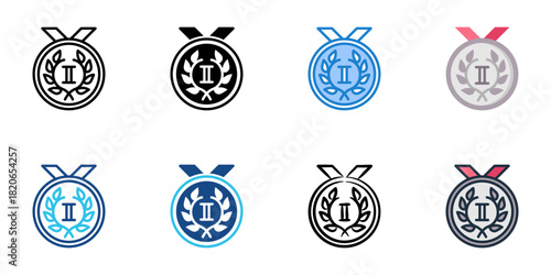 Silver Medal icon set multiple style collection 
