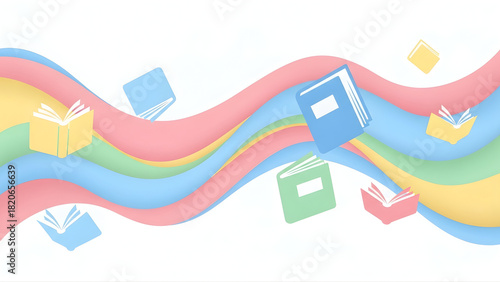 Creative and colorful background design featuring books for education, back to school, class, and artistic concepts for business and abstract designs