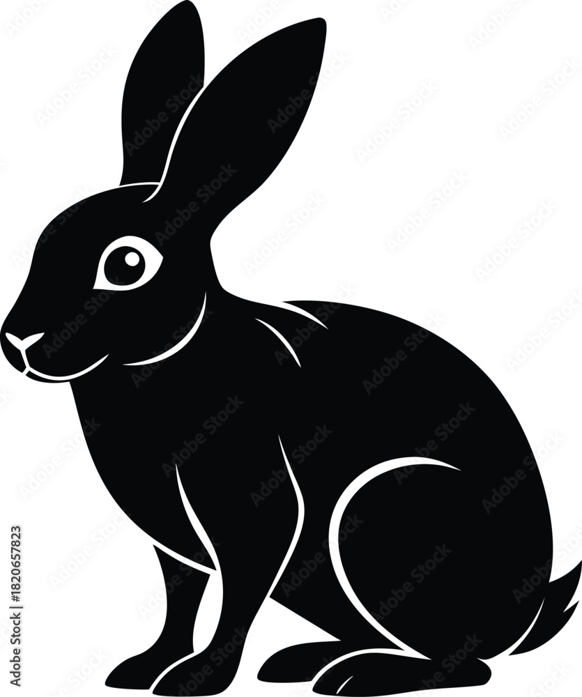 Fototapeta premium Hare Silhouette , Hare black vector illustration