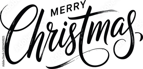 MERRY Christmas typography icon, festive holiday lettering design, elegant script and bold uppercase text illustration