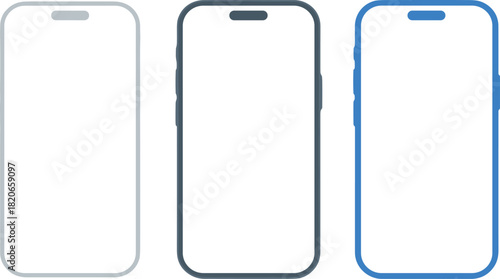 Smartphone icon set, stylized mobile device silhouettes, UI design elements, tech frame illustration, border variation graphics