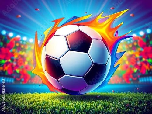 Energetic soccer ball design on a vibrant background,  design,  vivid