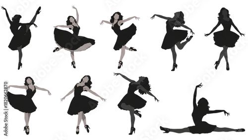 Elegant Ballet Dance Poses A Collection of Silhouette Dancers in Motion