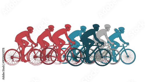 Group of Cyclists Riding Bicycles Together in a Race