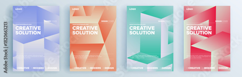 Modern abstract covers set, minimal covers design. Colorful geometric background, vector illustration.


