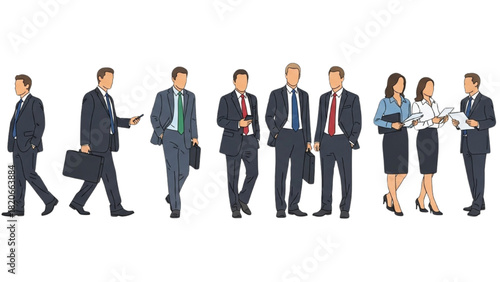 Diverse Group of Business Professionals Illustration for Corporate Usage