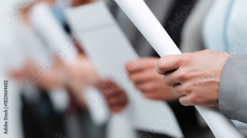 Graduates Holding Diplomas in Formal Line