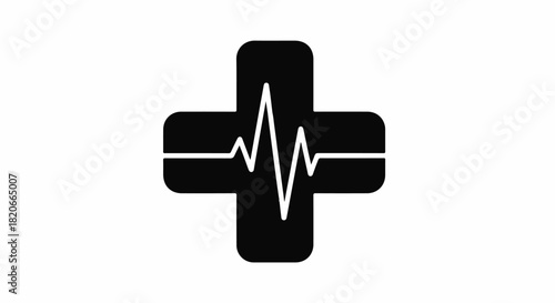 Health Care and Medical EKG Heartbeat Pulse Line Graphic