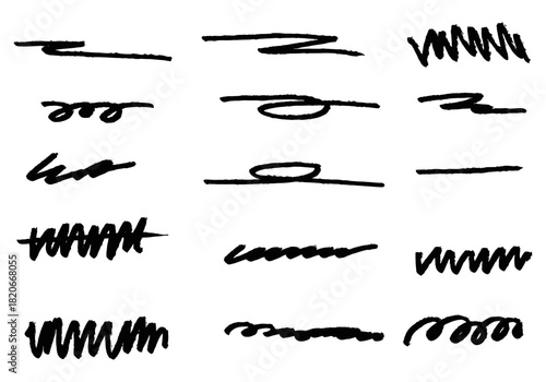 Set of different hand drawn vector strokes.