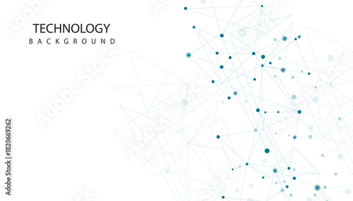 Abstract white technology background with blue geometric plexus network, Grid point connecting background.
