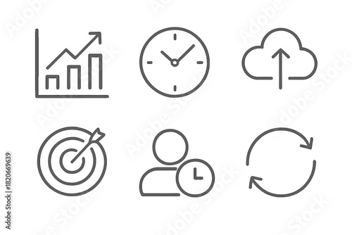 Conceptual representation of business performance, time management, and cloud storage