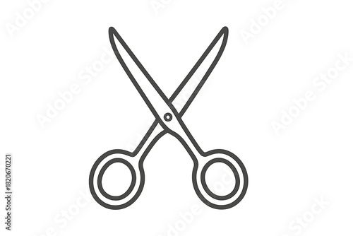 Open scissors tool simple line drawing for tailoring crafting or hairdressing