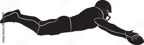 A bold and dynamic American football player silhouette captured in an action pose, perfect for sports-themed designs, T-shirts, posters, decals, and team branding.