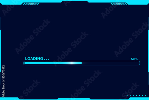 Digital technology backdrop featuring a dynamic loading display that represents computational activity. Suitable for tech-based projects, games, and UI designs.