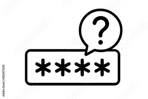 Forgotten password prompt icon with question mark speech bubble during user login