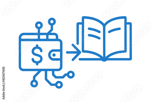 Digital wallet linked to open book symbolizing education funding and financial literacy