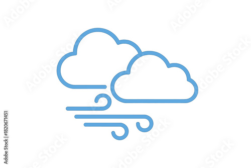 Minimalist outline icon showing windy weather with clouds and air movement