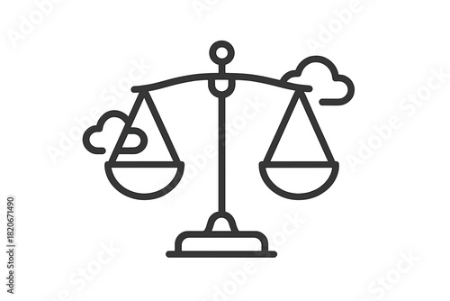 Perfectly balanced scale with clouds symbolizing mental equilibrium and decision making