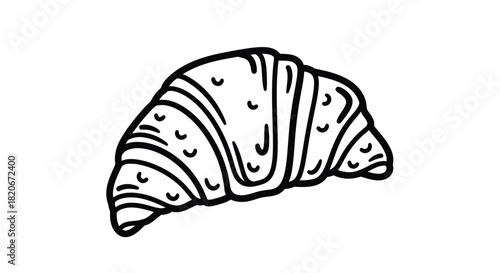 Handdrawn outline illustration of a classic french croissant, a delicious baked pastry, perfect for breakfast or a snack