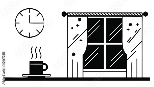 Detailed morning kitchen scene with soft sunlight streaming through the window showcasing a modern and inviting interior design with various appliances and decor elements