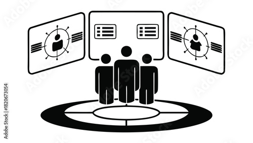High resolution futuristic user interface dashboard with holographic elements showcasing data visualization and advanced technology for digital displays and applications